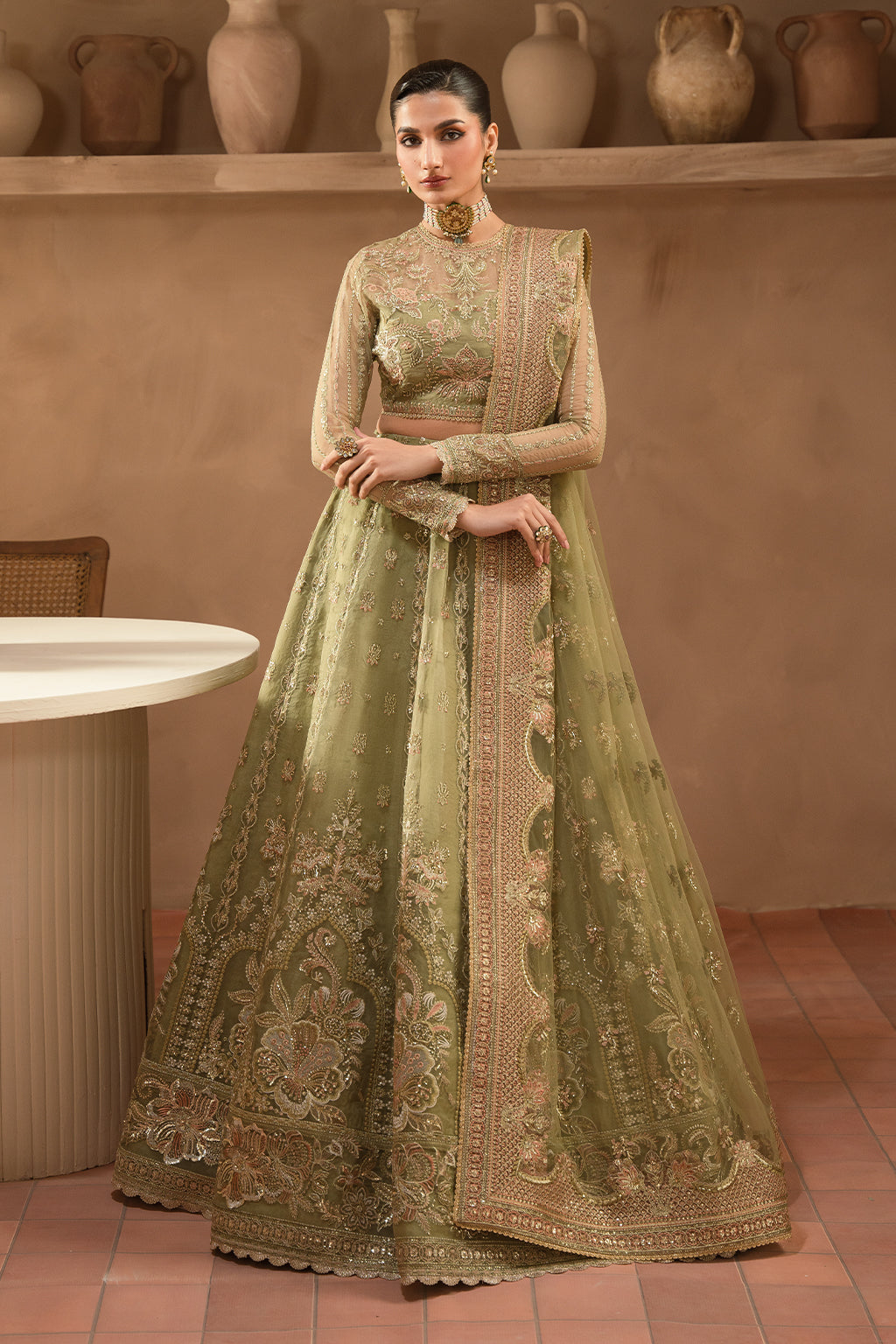 Ayzel | Panache Wedding Formals | Inessa XS Olive Green Organza