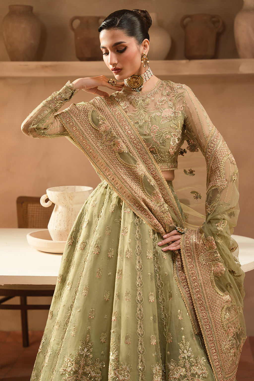 Ayzel | Panache Wedding Formals | Inessa L Olive Green Organza