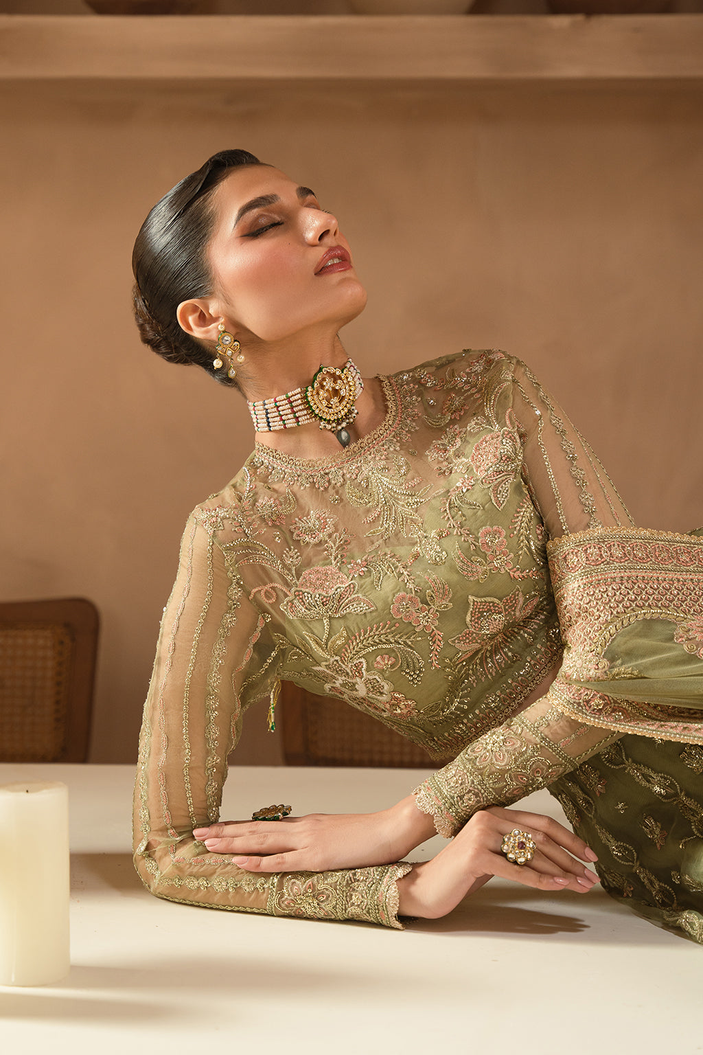 Ayzel | Panache Wedding Formals | Inessa XL Olive Green Organza
