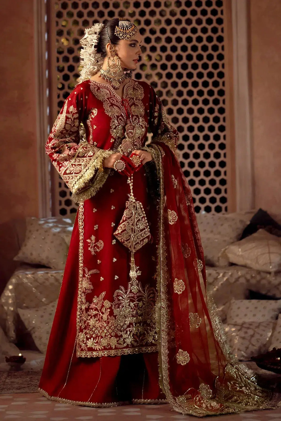 AJR Couture | Mushk The Silk Edit | Gulab - Pakistani Designer Dress - by AJR Couture | Type: Bridal - 100% Original at Saira Sultan