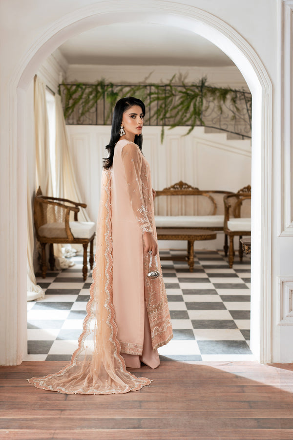Azzal | Mishri Formals | Adah S Powder Peach Organza