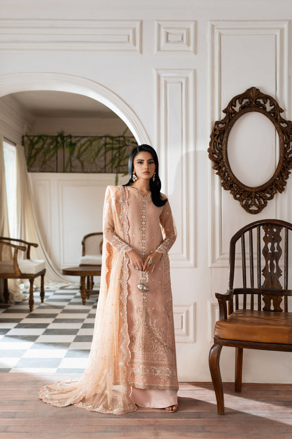 Azzal | Mishri Formals | Adah XS Powder Peach Organza
