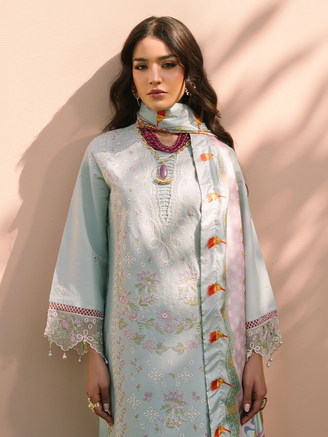 Mahnur | Dahlia Luxury Lawn 25 | Advina L Ice Blue Lawn