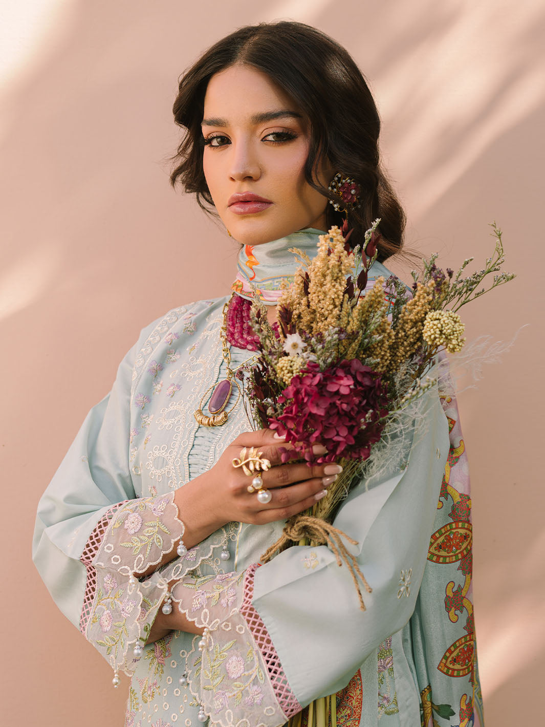 Mahnur | Dahlia Luxury Lawn 25 | Advina M Ice Blue Lawn