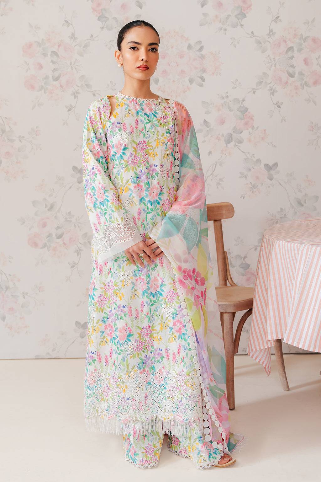 Afrozeh | The Floral Charm | Vanilla - Pakistani Designer Dress - by Afrozeh | Type: Luxury - 100% Original at Saira Sultan