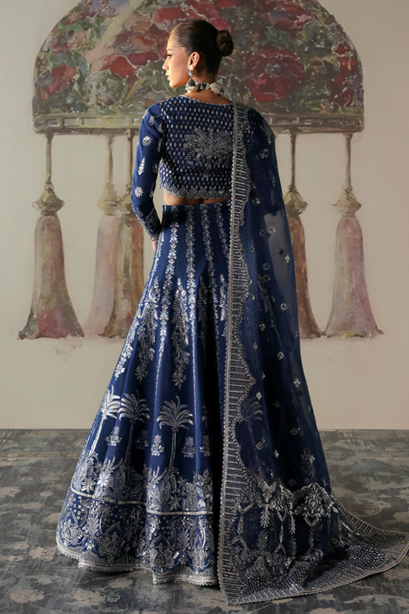 Afrozeh | Divani Silk Edit 25 | Nazli XS Cobalt Blue Raw Silk