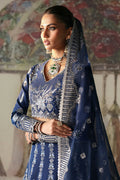 Afrozeh | Divani Silk Edit 25 | Nazli M Cobalt Blue Raw Silk