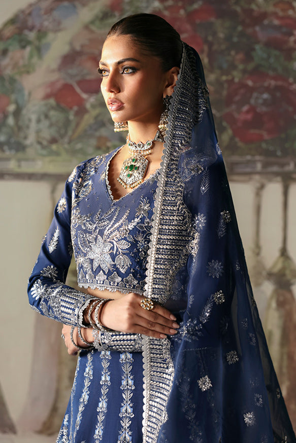 Afrozeh | Divani Silk Edit 25 | Nazli M Cobalt Blue Raw Silk