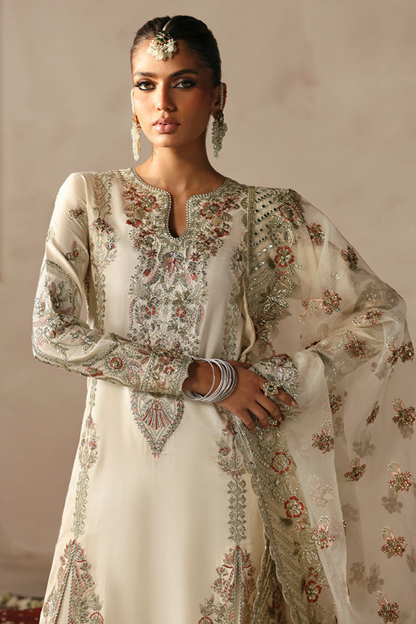 Afrozeh | Divani Silk Edit 25 | Arjumand M Ivory Raw Silk