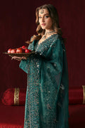 Afrozeh | Divani Silk Edit 25 | Shahnisa M Emerald Green Raw Silk
