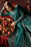 Afrozeh | Divani Silk Edit 25 | Shahnisa XL Emerald Green Raw Silk