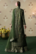 Afrozeh | Divani Silk Edit 25 | Zeba S Deep Olive Green Silk