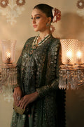 Afrozeh | Divani Silk Edit 25 | Zeba XL Deep Olive Green Silk