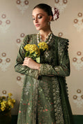 Afrozeh | Divani Silk Edit 25 | Zeba M Deep Olive Green Silk
