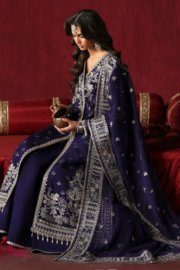 Afrozeh | Divani Silk Edit 25 | Kaneez XL Deep Purple Raw Silk