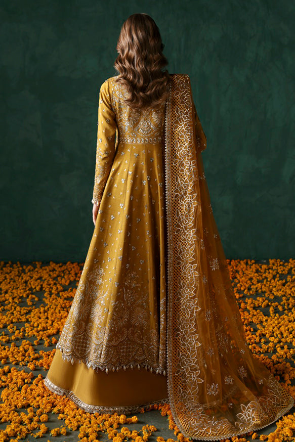 Afrozeh | Divani Silk Edit 25 | Jahanbano XS Mustard Raw Silk