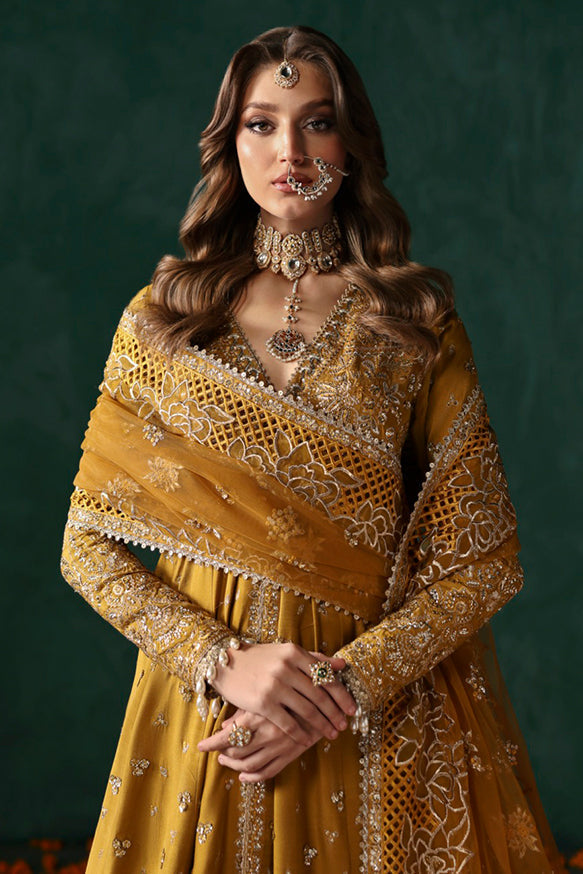 Afrozeh | Divani Silk Edit 25 | Jahanbano L Mustard Raw Silk