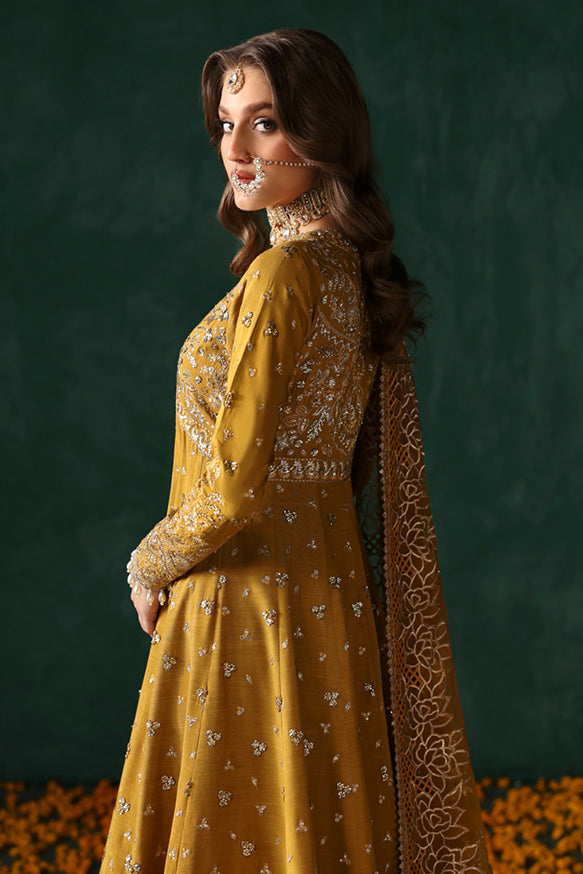 Afrozeh | Divani Silk Edit 25 | Jahanbano M Mustard Raw Silk
