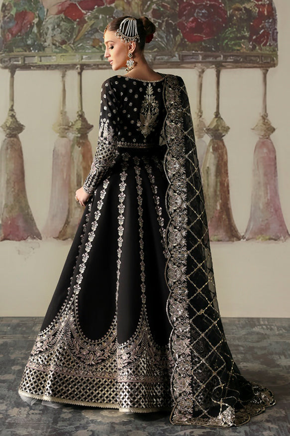 Afrozeh | Divani Silk Edit 25 | Husnara XS Black Raw Silk