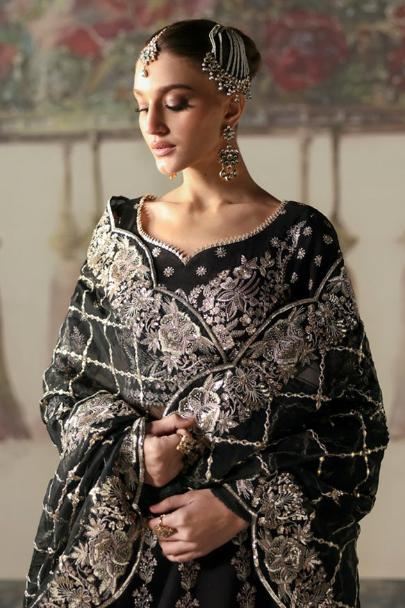 Afrozeh | Divani Silk Edit 25 | Husnara M Black Raw Silk