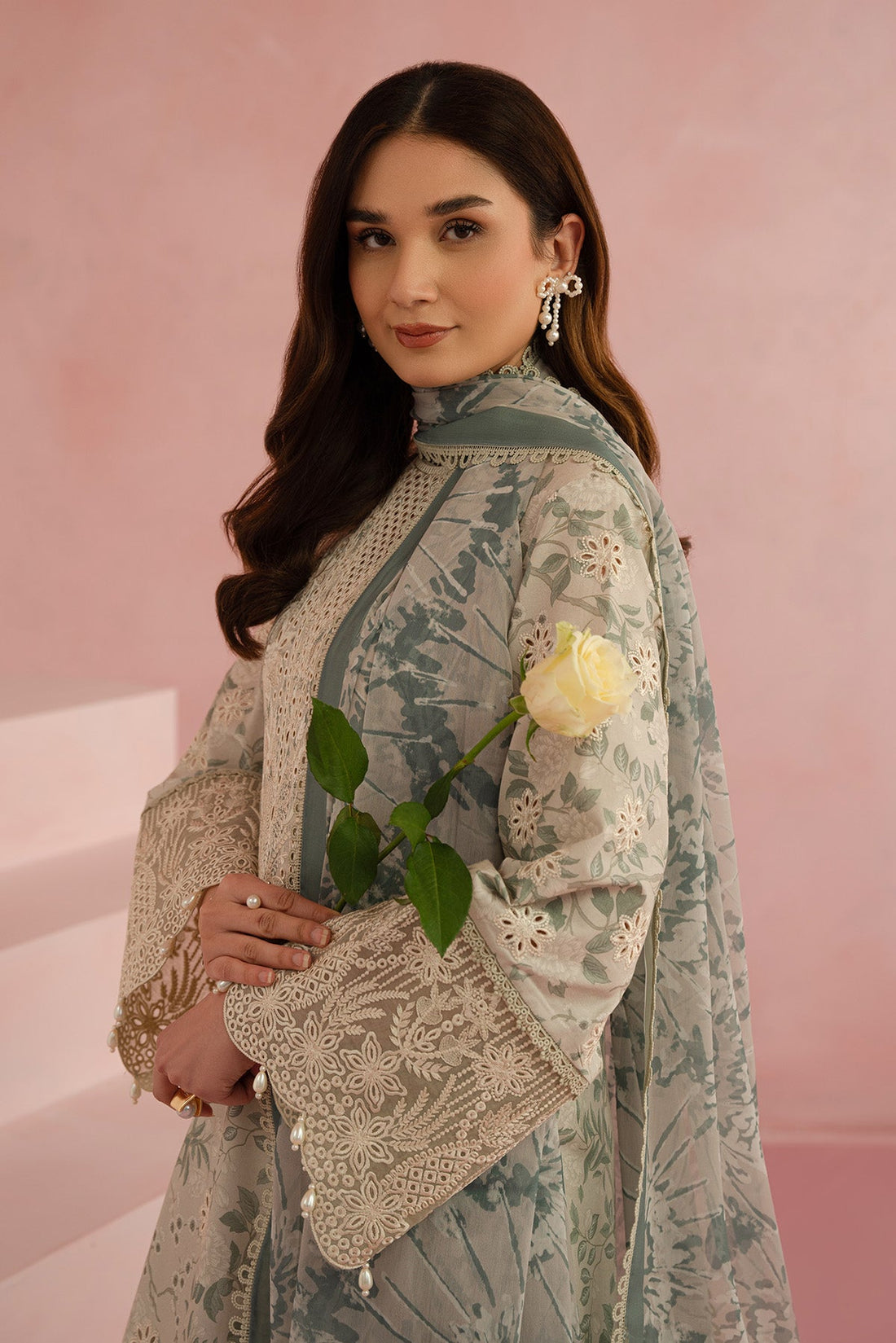 Afrozeh | Floral Charm 25 | Kylon XS Beige Lawn