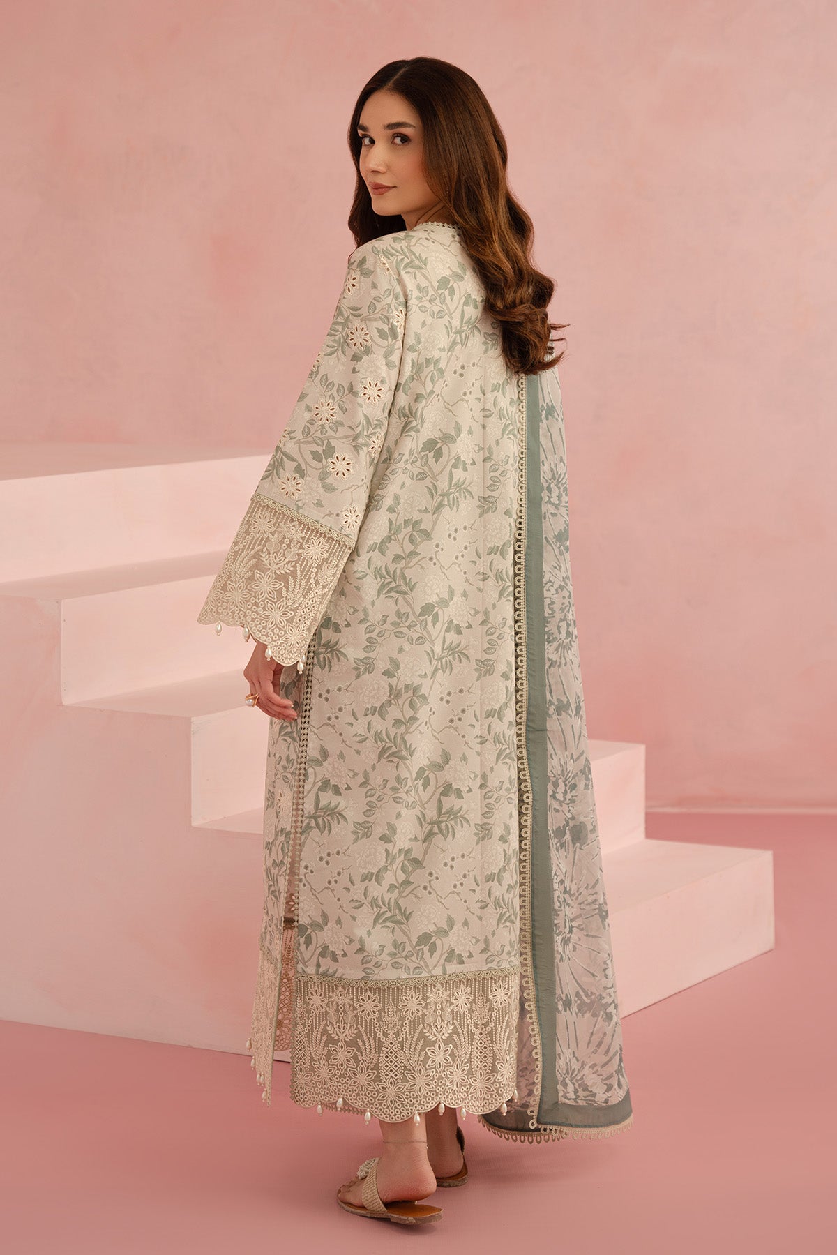 Afrozeh | Floral Charm 25 | Kylon L Beige Lawn