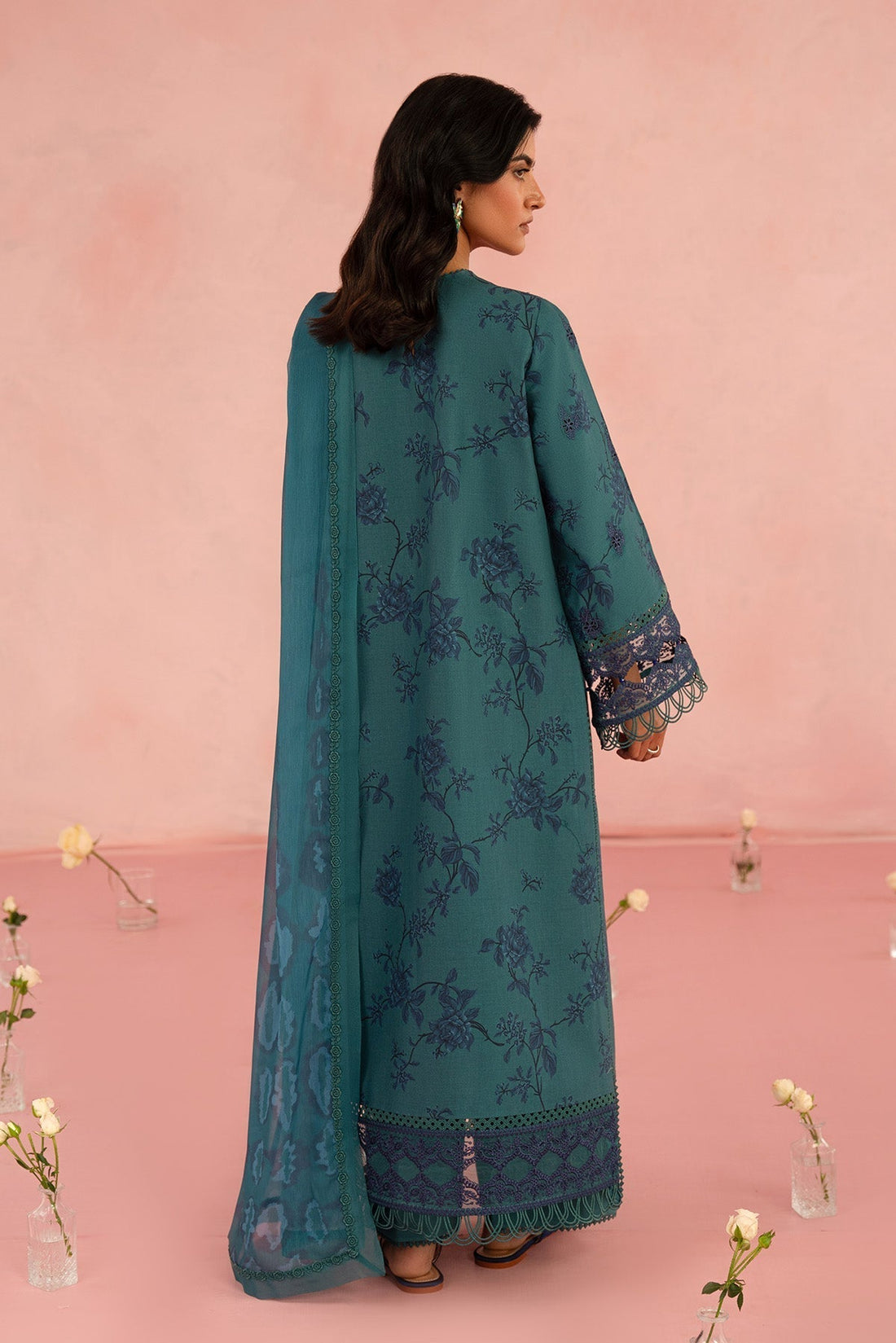 Afrozeh | Floral Charm 25 | Acacia XS Teal Green Lawn