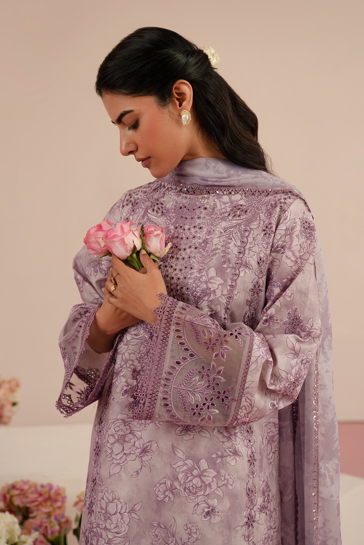 Afrozeh | Floral Charm 25 | Bellerose L Lilac Lawn