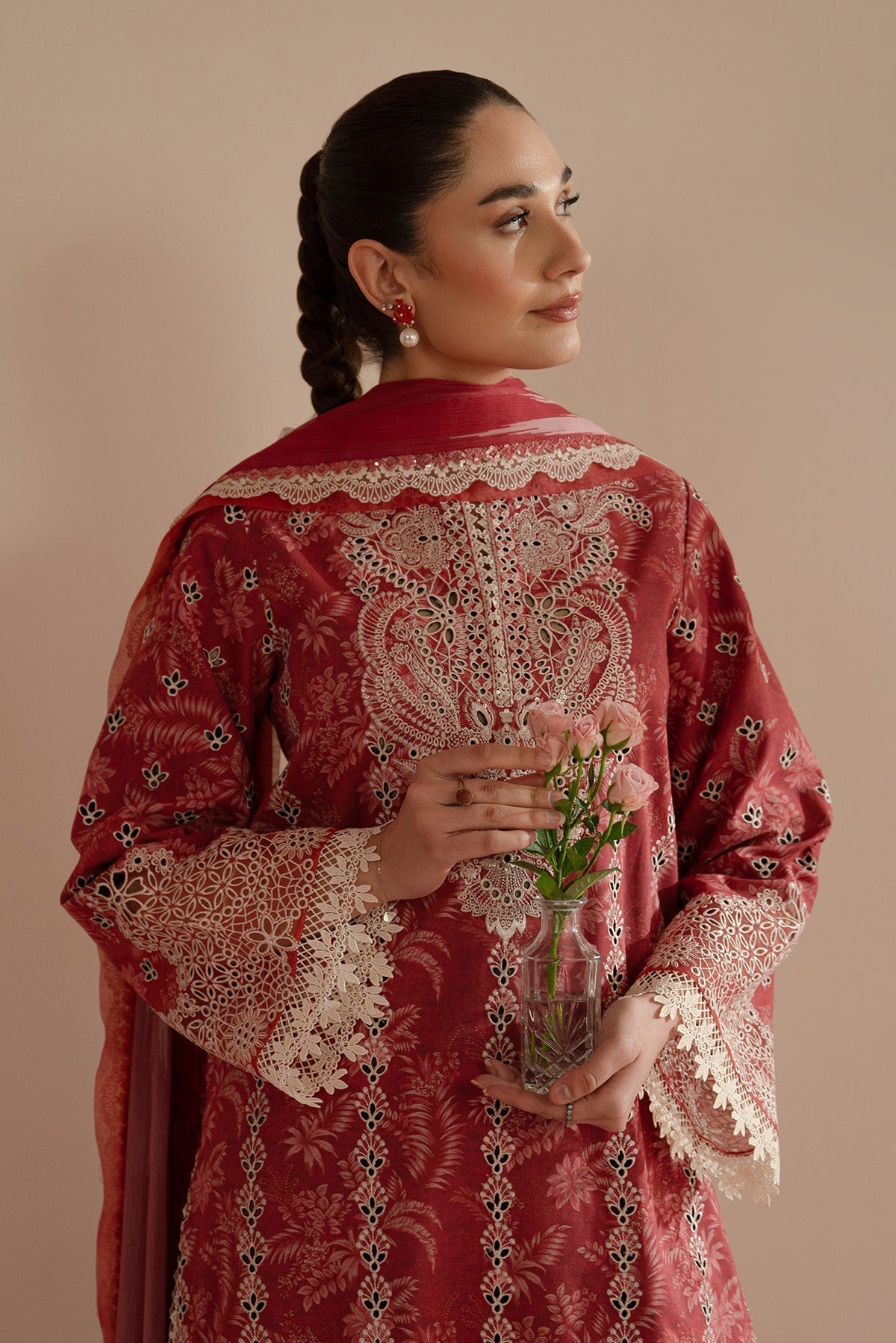 Afrozeh | Floral Charm 25 | Daina XL Dust Red Lawn