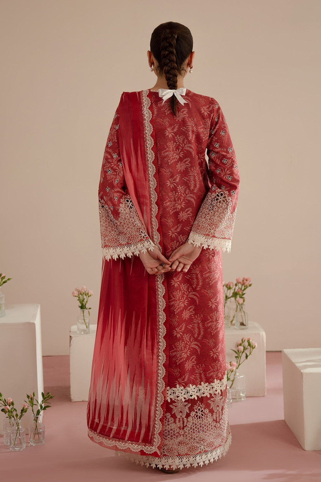 Afrozeh | Floral Charm 25 | Daina XS Dust Red Lawn