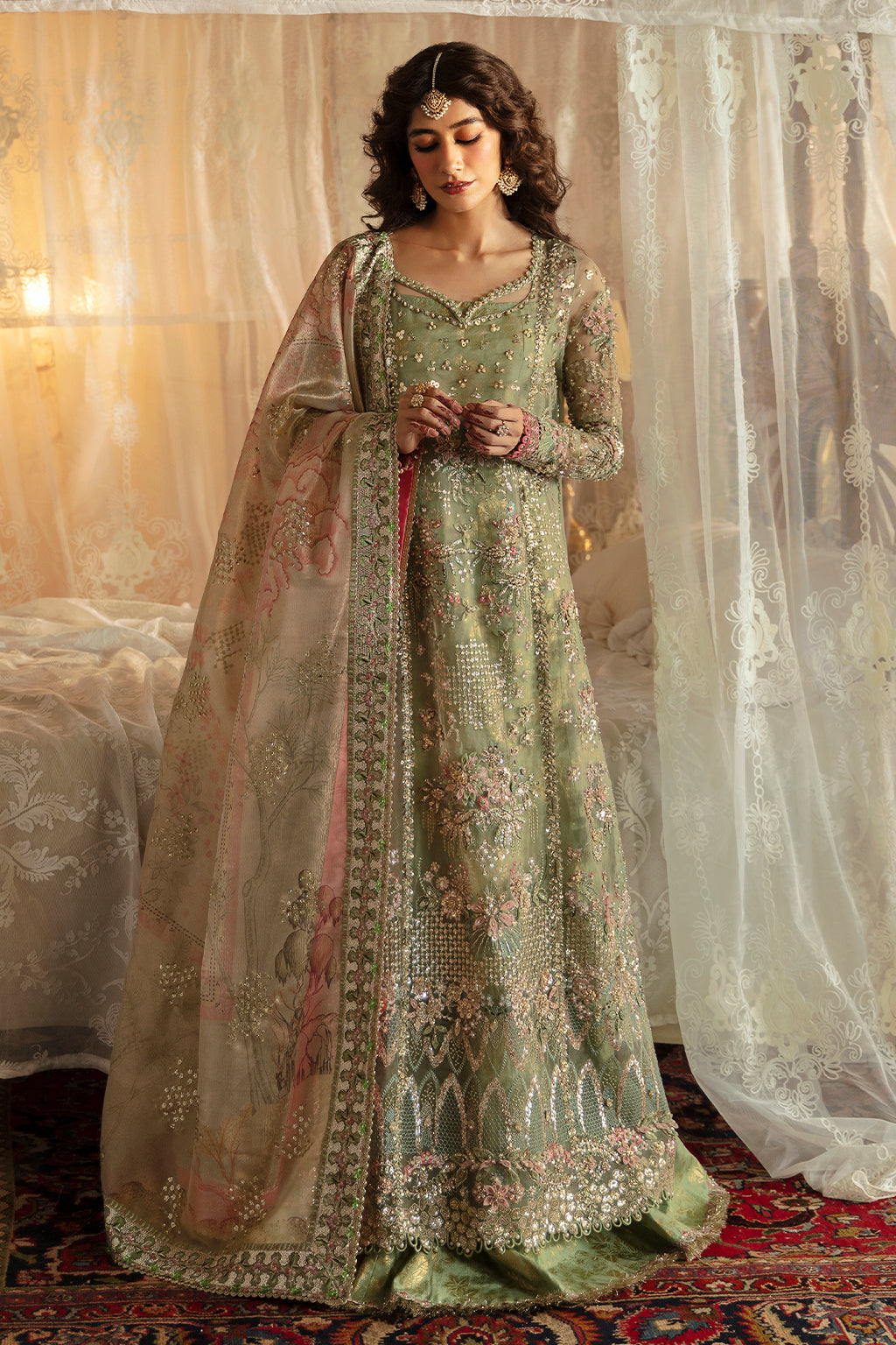 Afrozeh | Hayat Wedding Formals 24 | Shreya XS Mint Green Organza