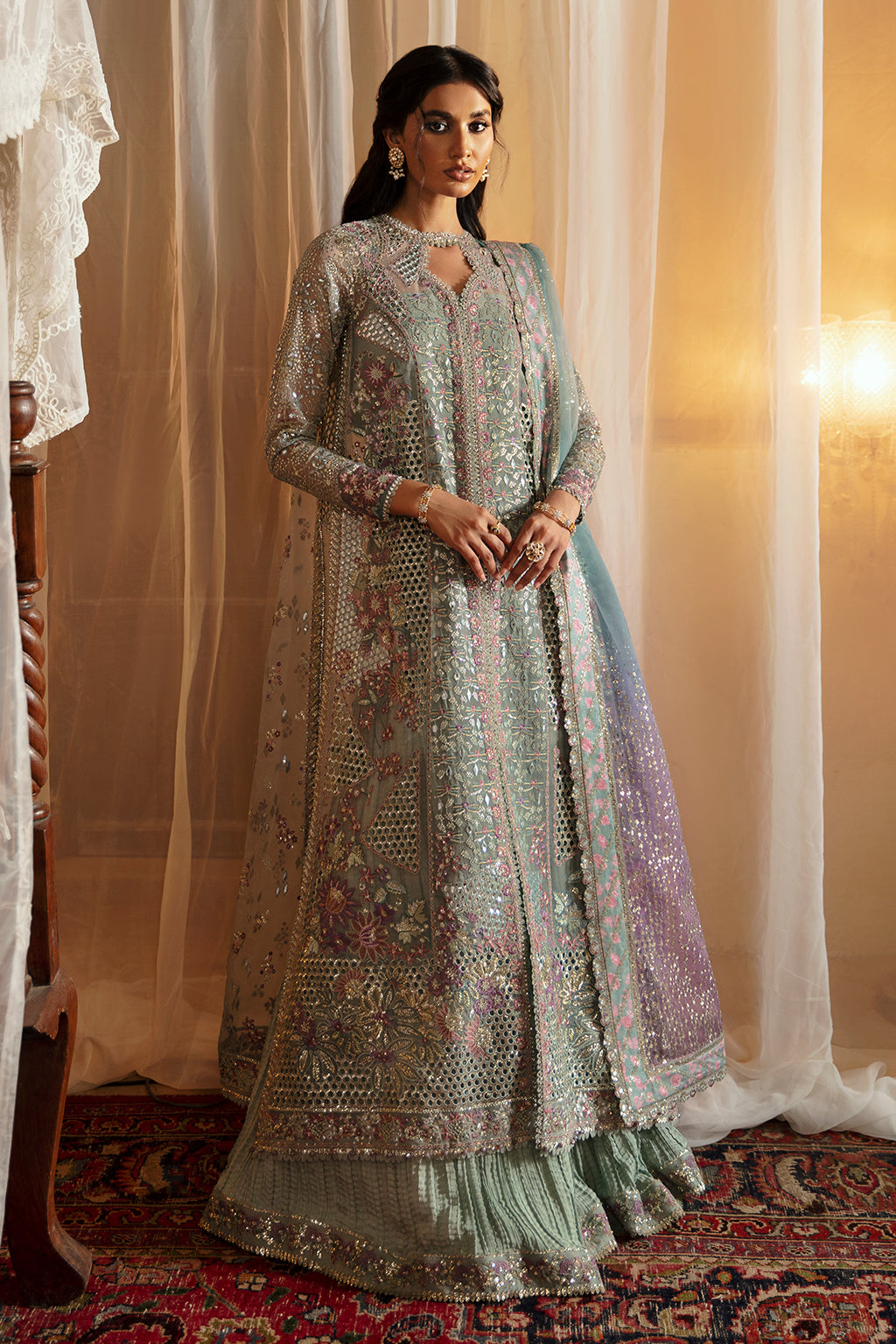 Afrozeh | Hayat Wedding Formals 24 | Tara XS Crystal Grey Organza