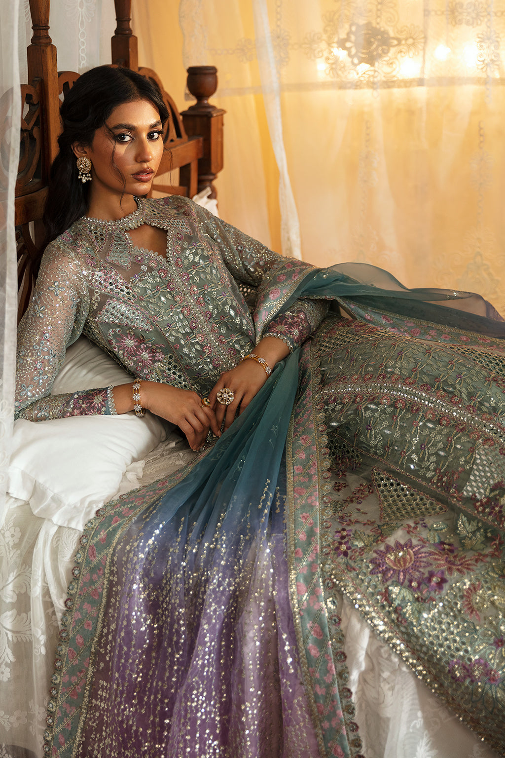Afrozeh | Hayat Wedding Formals 24 | Tara Custom Size Crystal Grey Organza