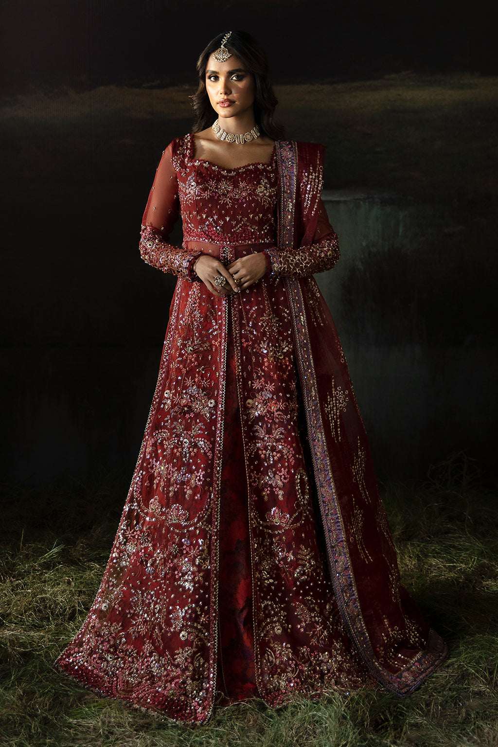 Afrozeh | Hayat Wedding Formals 24 | Anaya XS Maroon Organza