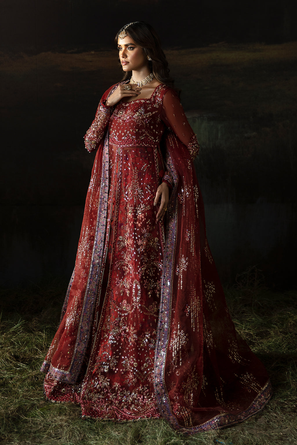 Afrozeh | Hayat Wedding Formals 24 | Anaya L Maroon Organza