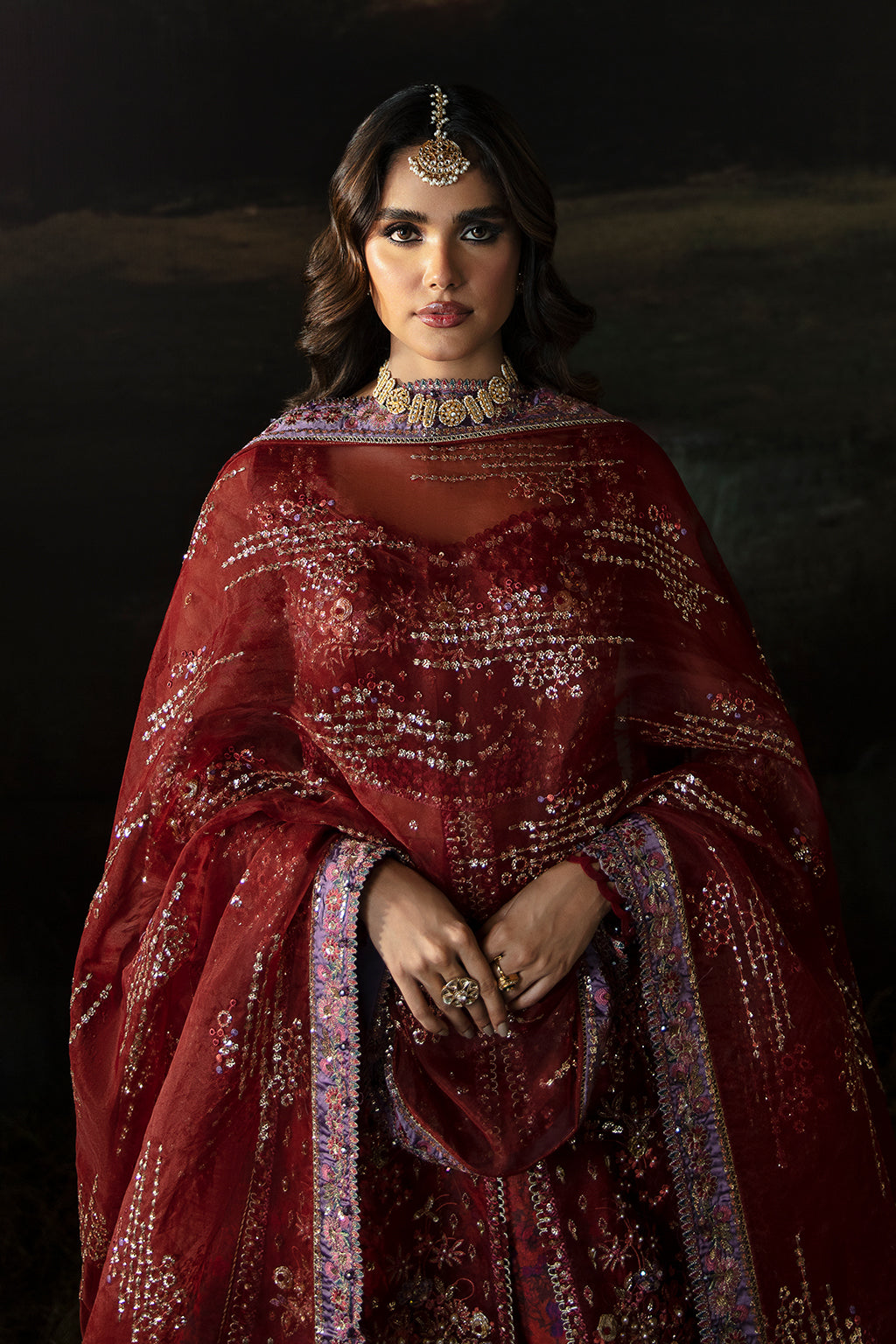 Afrozeh | Hayat Wedding Formals 24 | Anaya XL Maroon Organza