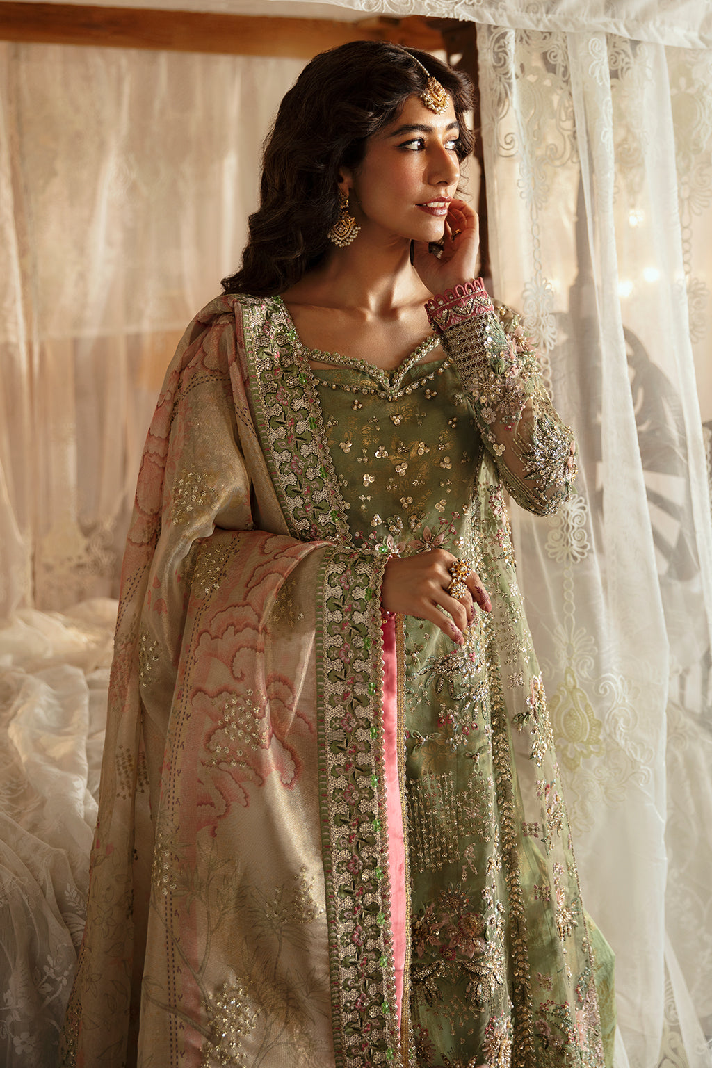 Afrozeh | Hayat Wedding Formals 24 | Shreya XL Mint Green Organza