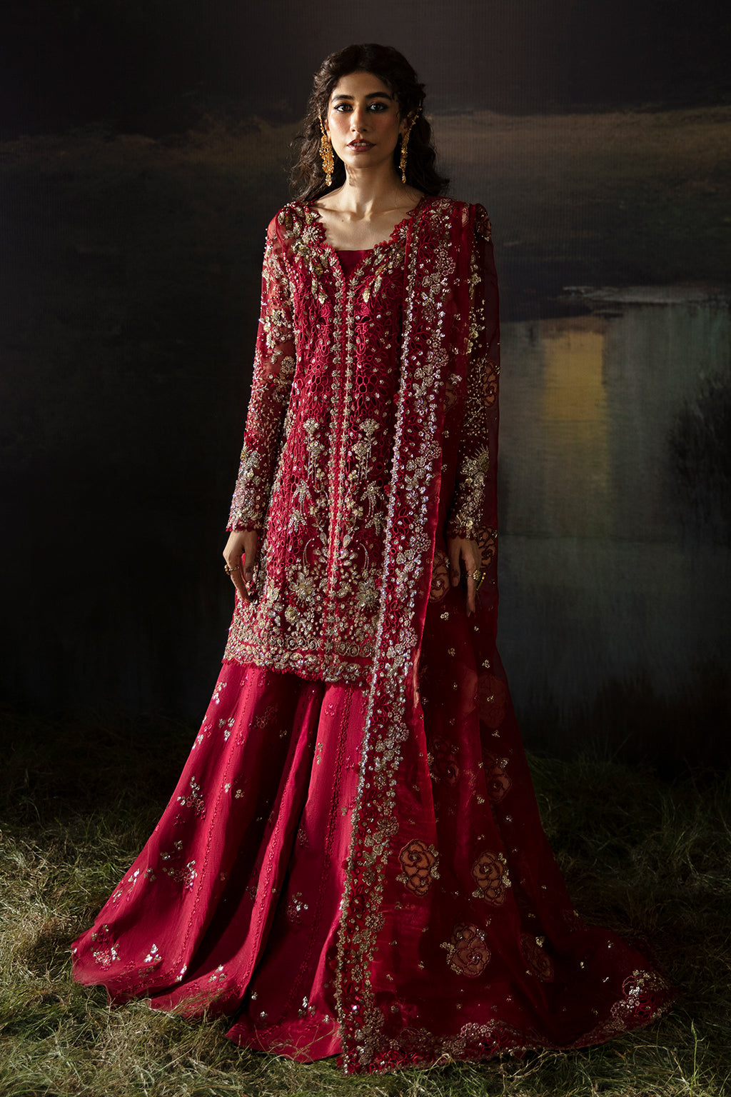 Afrozeh | Hayat Wedding Formals 24 | Abeer M Maroon Organza