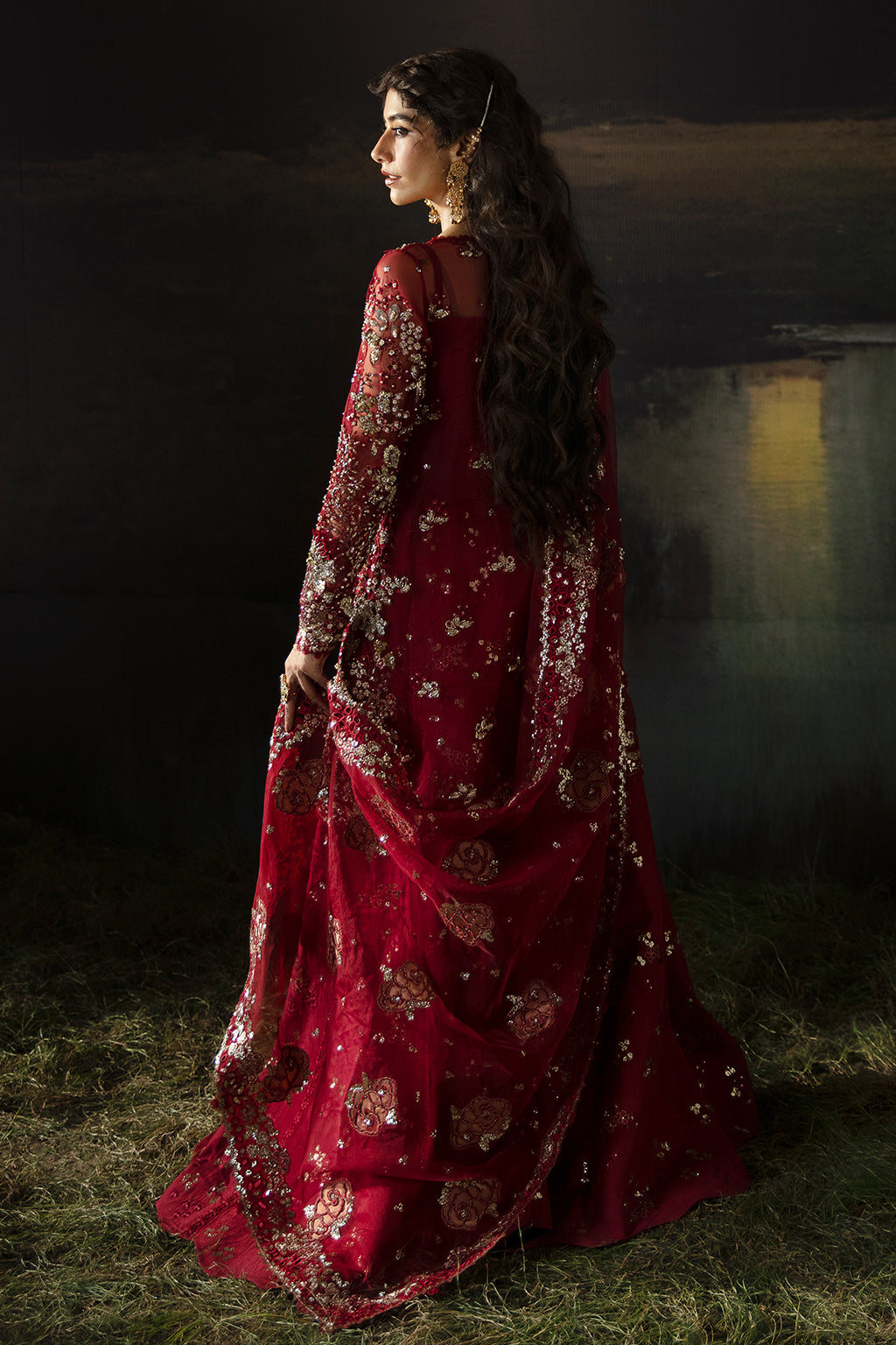 Afrozeh | Hayat Wedding Formals 24 | Abeer XS Maroon Organza