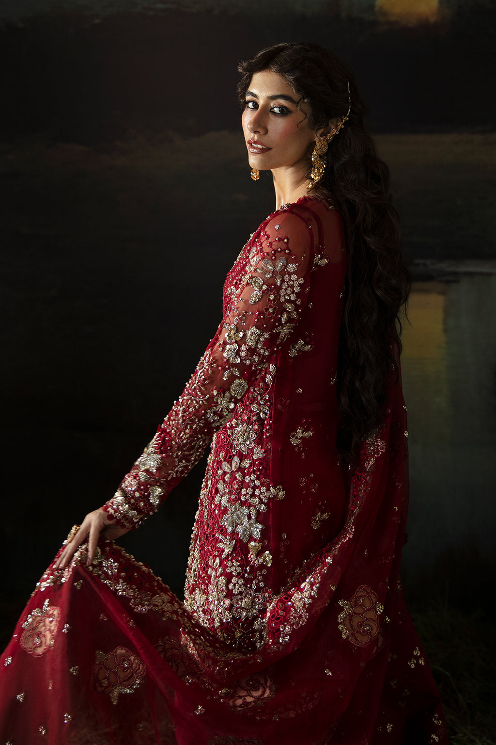 Afrozeh | Hayat Wedding Formals 24 | Abeer XL Maroon Organza