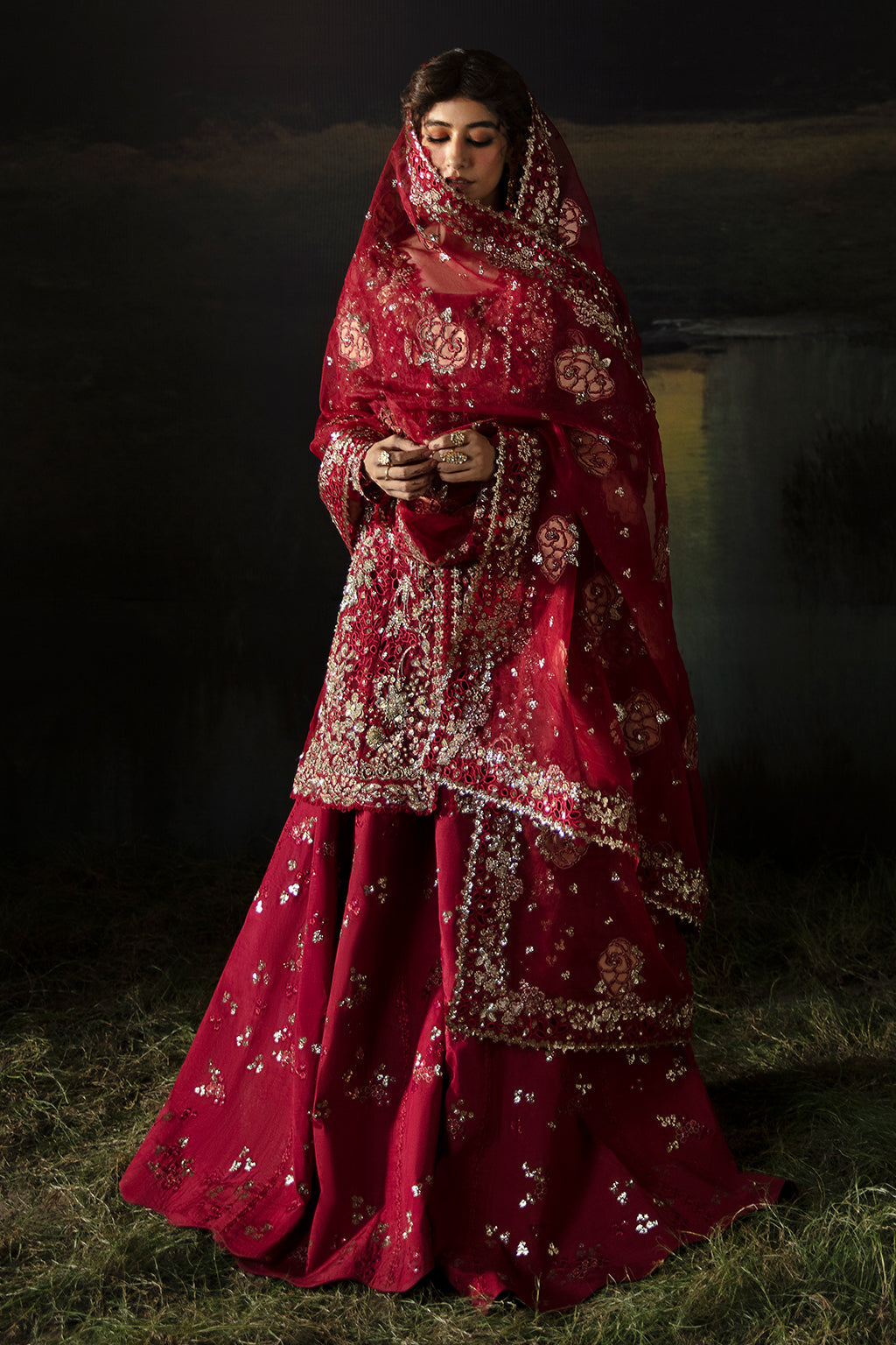 Afrozeh | Hayat Wedding Formals 24 | Abeer Custom Size Maroon Organza
