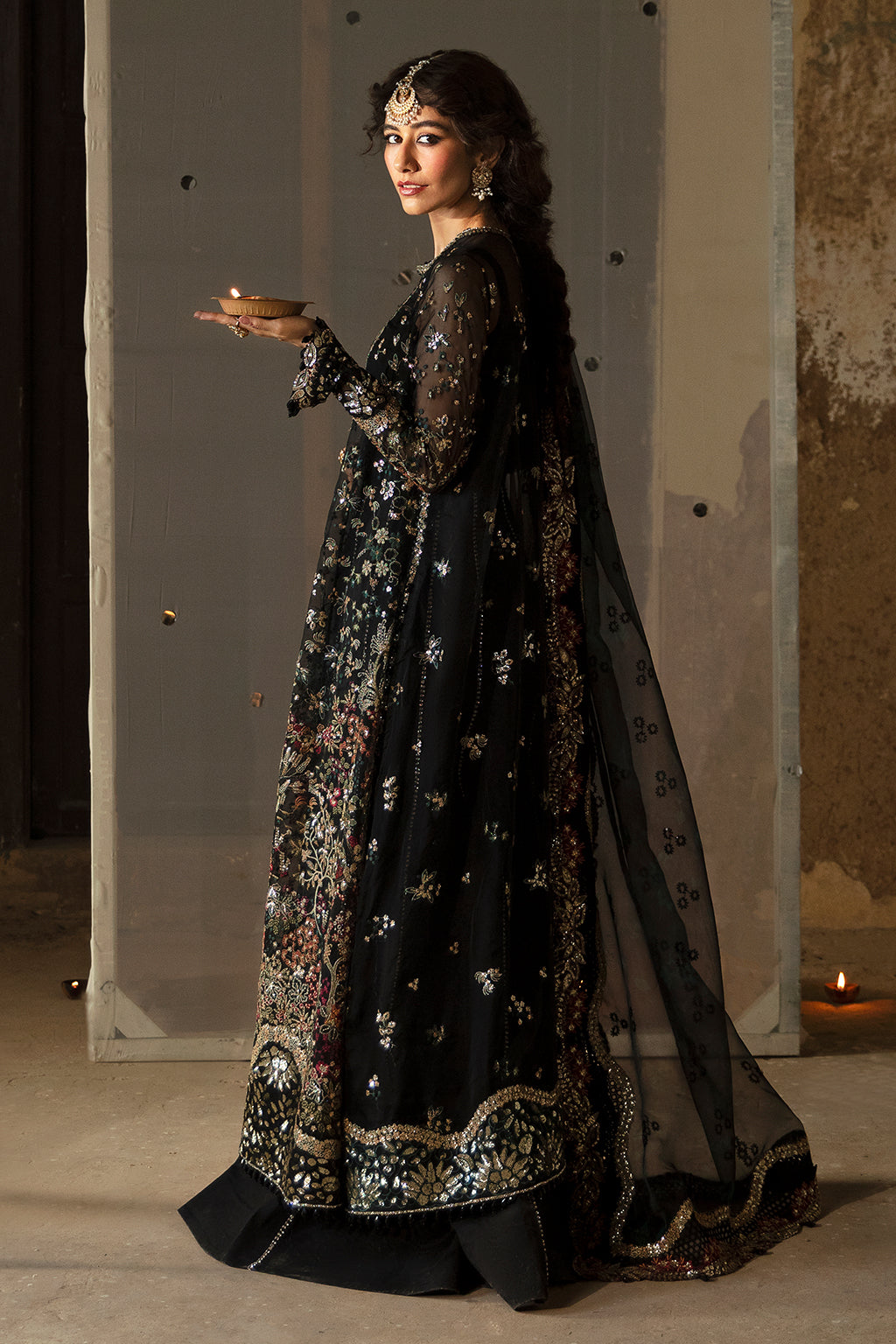 Afrozeh | Hayat Wedding Formals 24 | Meera XS Black Organza