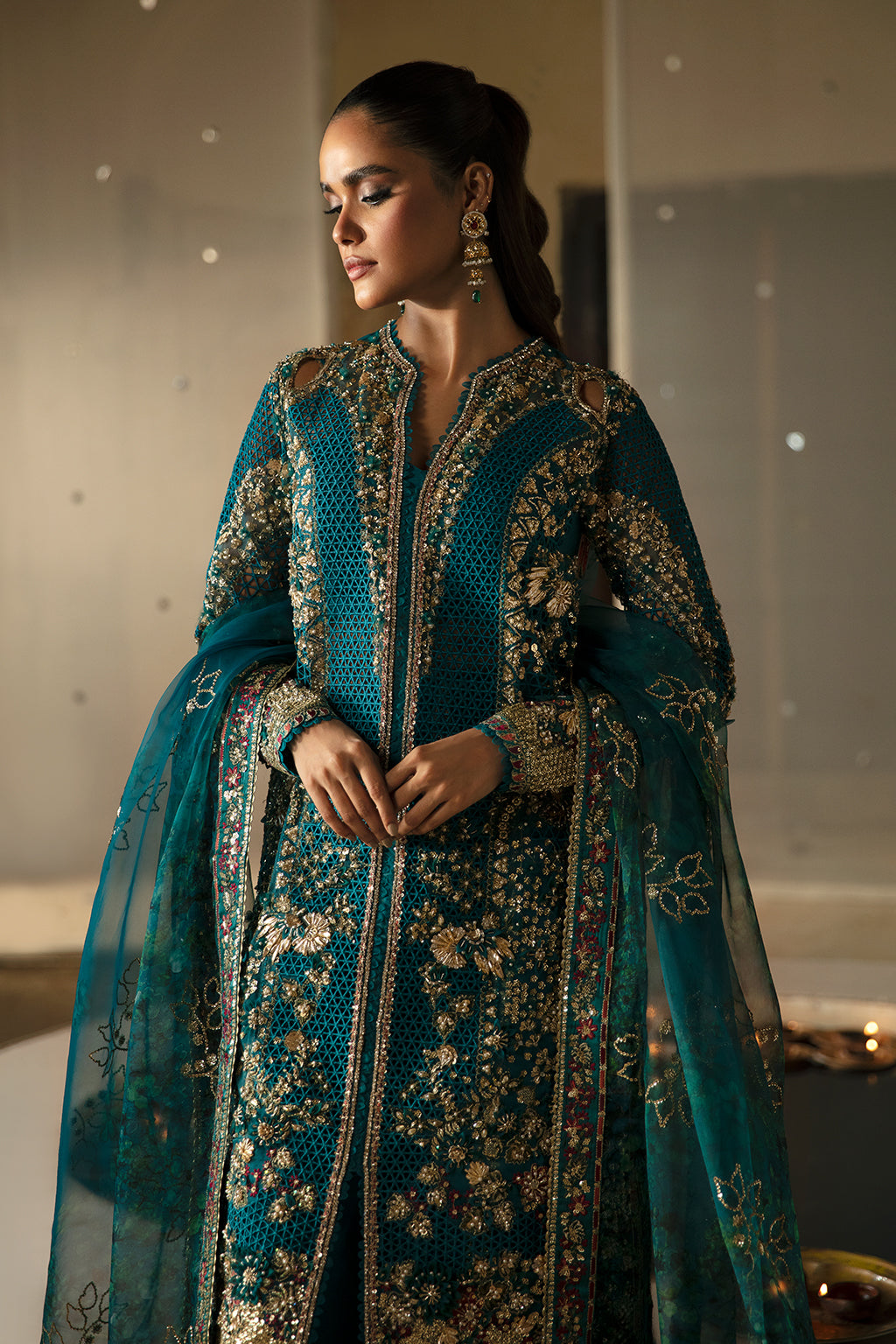 Afrozeh | Hayat Wedding Formals 24 | Meerub M Teal Green Organza