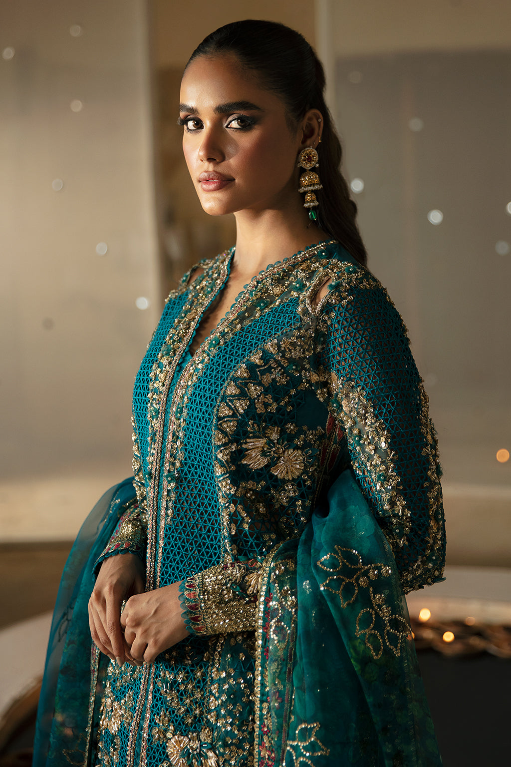 Afrozeh | Hayat Wedding Formals 24 | Meerub L Teal Green Organza