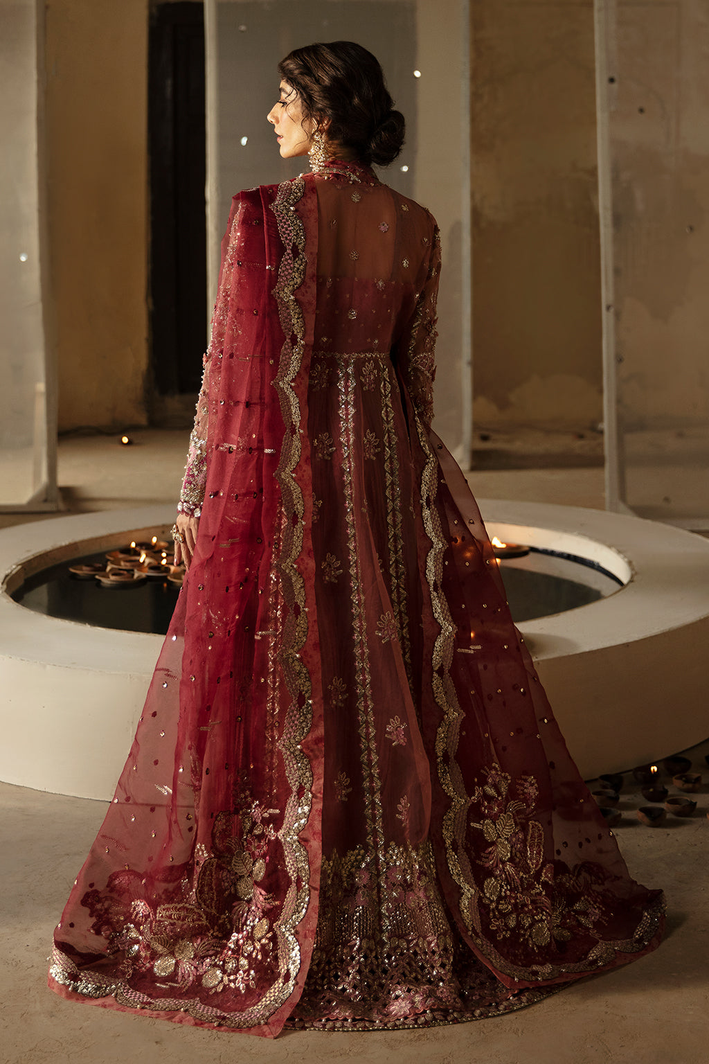Afrozeh | Hayat Wedding Formals 24 | Mehreen XS Maroon Organza