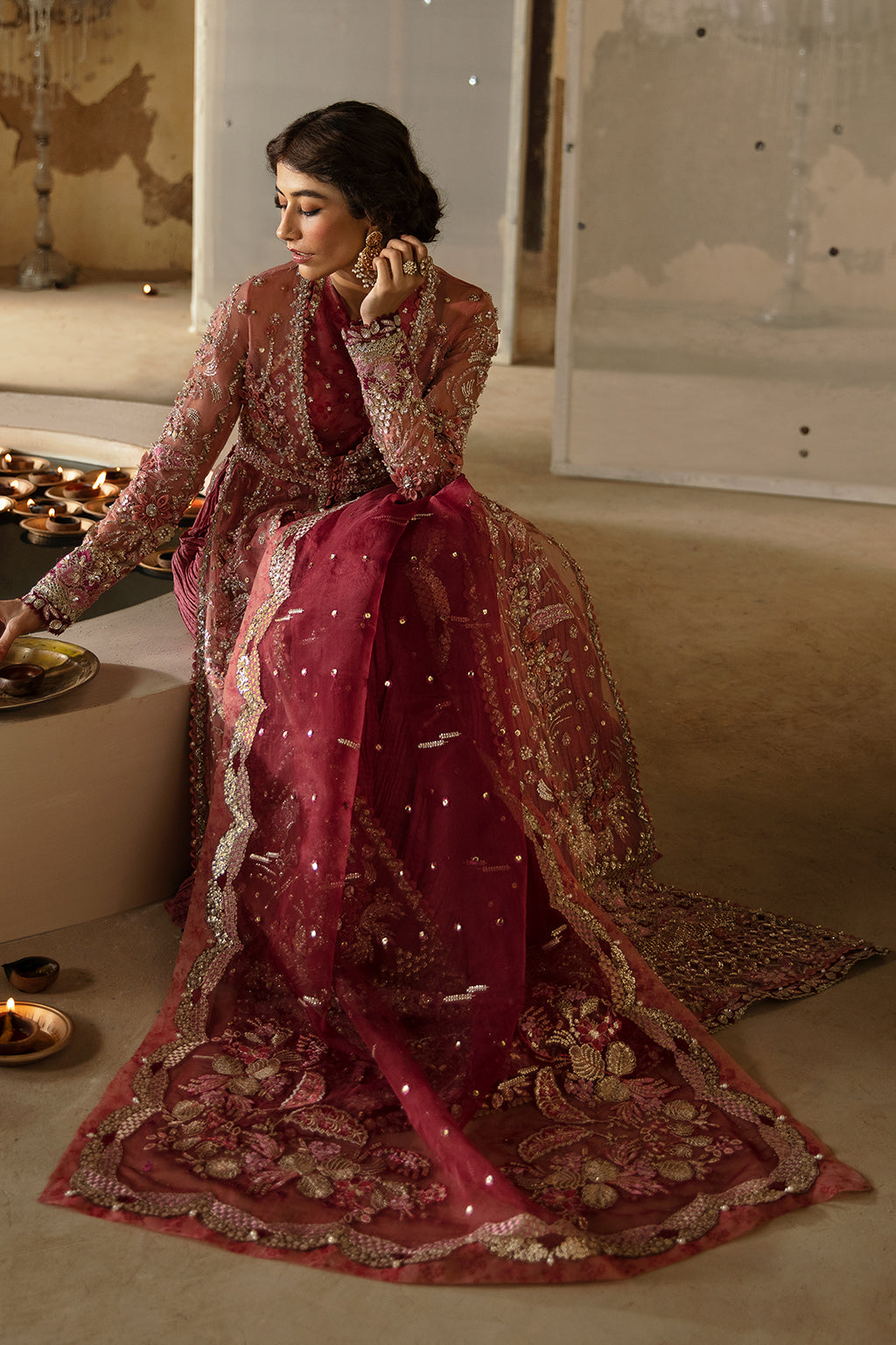 Afrozeh | Hayat Wedding Formals 24 | Mehreen L Maroon Organza