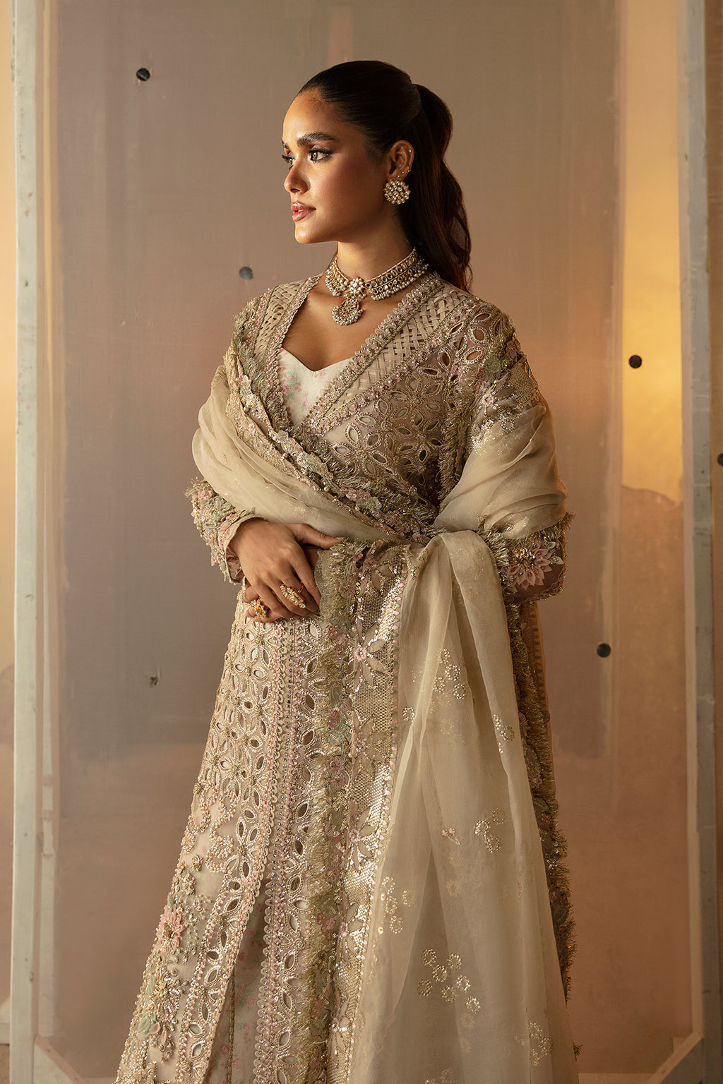 Afrozeh | Hayat Wedding Formals 24 | Aniqa XL Ivory Organza