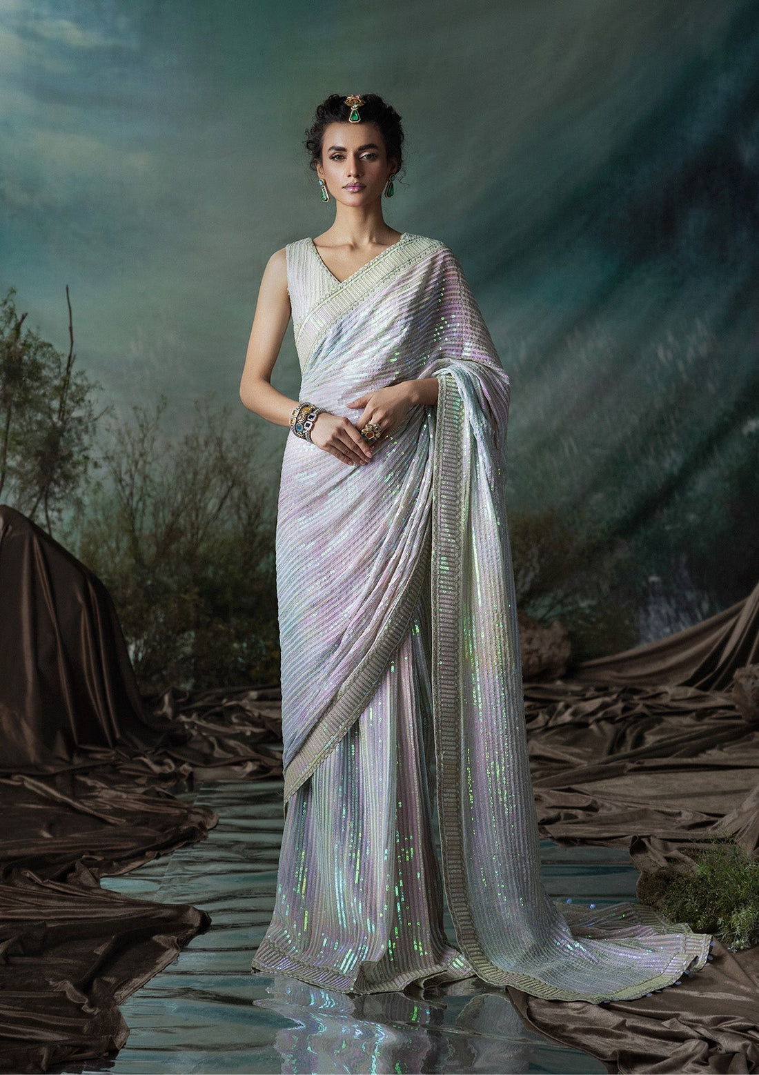 Aik Atelier | Sari Edit 2024 | SARI EDIT '24 VOL. 1 - LOOK 01 - Pakistani Designer Dress - by Aik Atelier | Type: Ladies Clothes - 100% Original at Saira Sultan