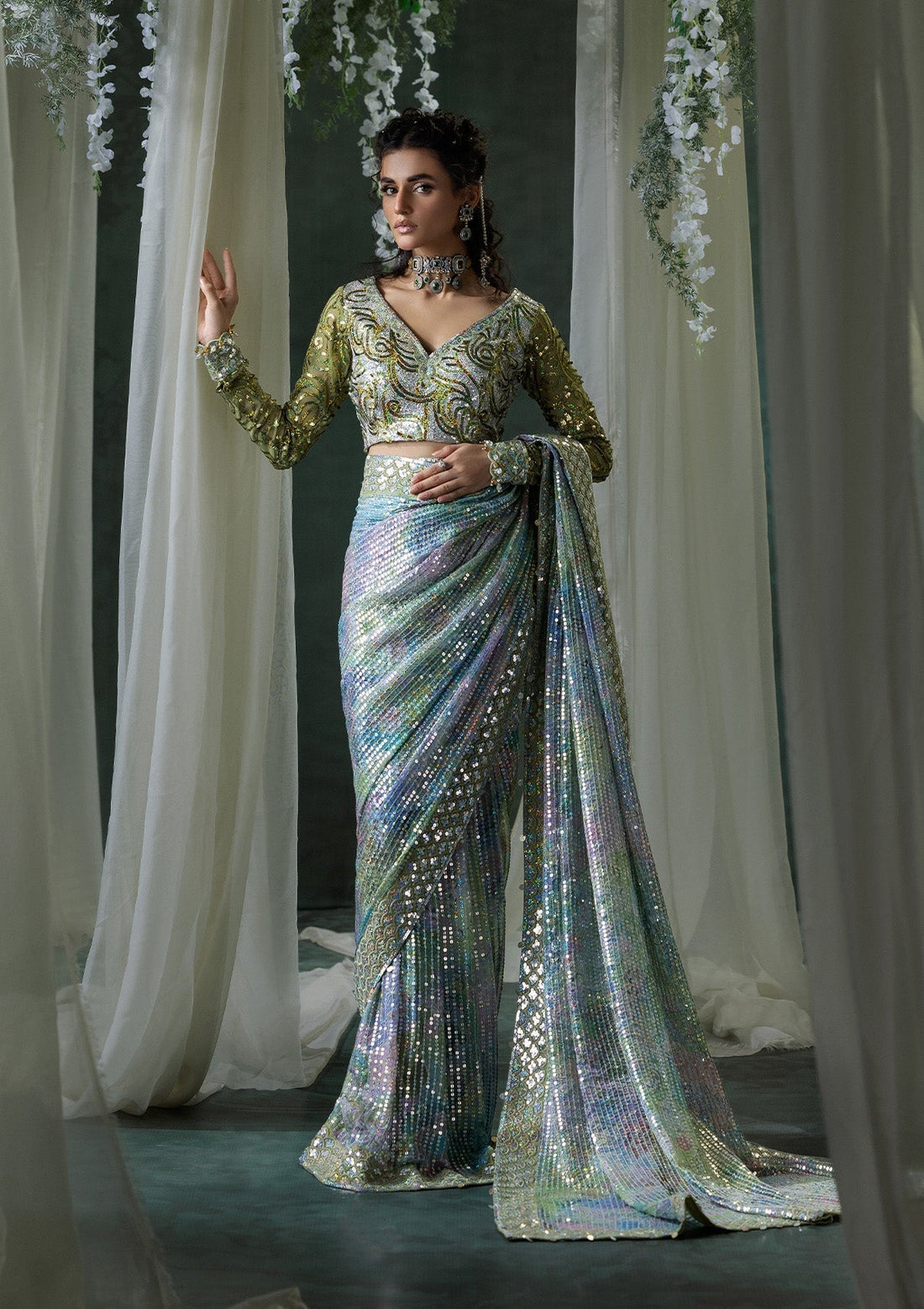 Aik Atelier | Sari Edit 2024 | SARI EDIT '24 VOL. 1 - LOOK 06 - Pakistani Designer Dress - by Aik Atelier | Type: Ladies Clothes - 100% Original at Saira Sultan