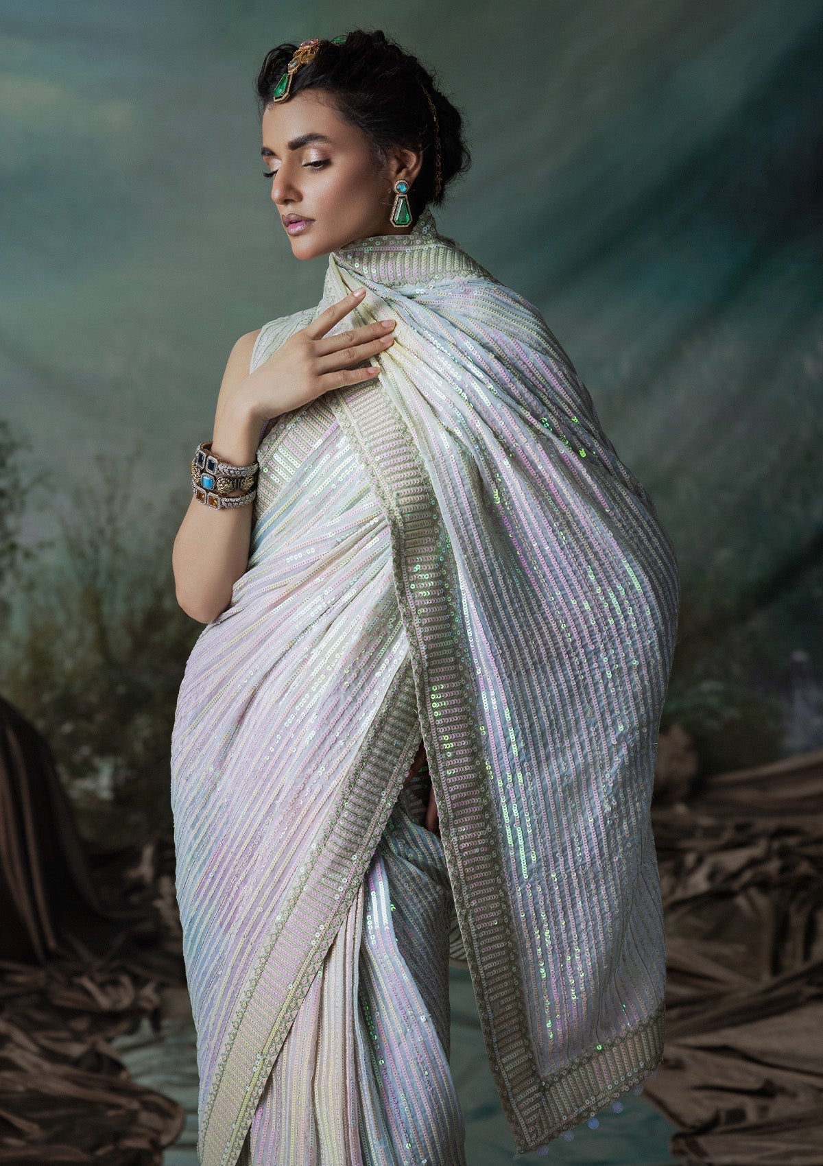 Aik Atelier | Sari Edit 2024 | SARI EDIT '24 VOL. 1 - LOOK 01 - Pakistani Designer Dress - by Aik Atelier | Type: Ladies Clothes - 100% Original at Saira Sultan